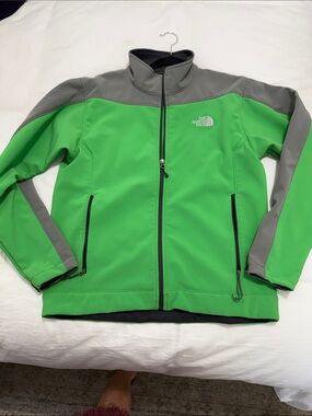 The North Face Bright Green and Gray Softshell Jacket